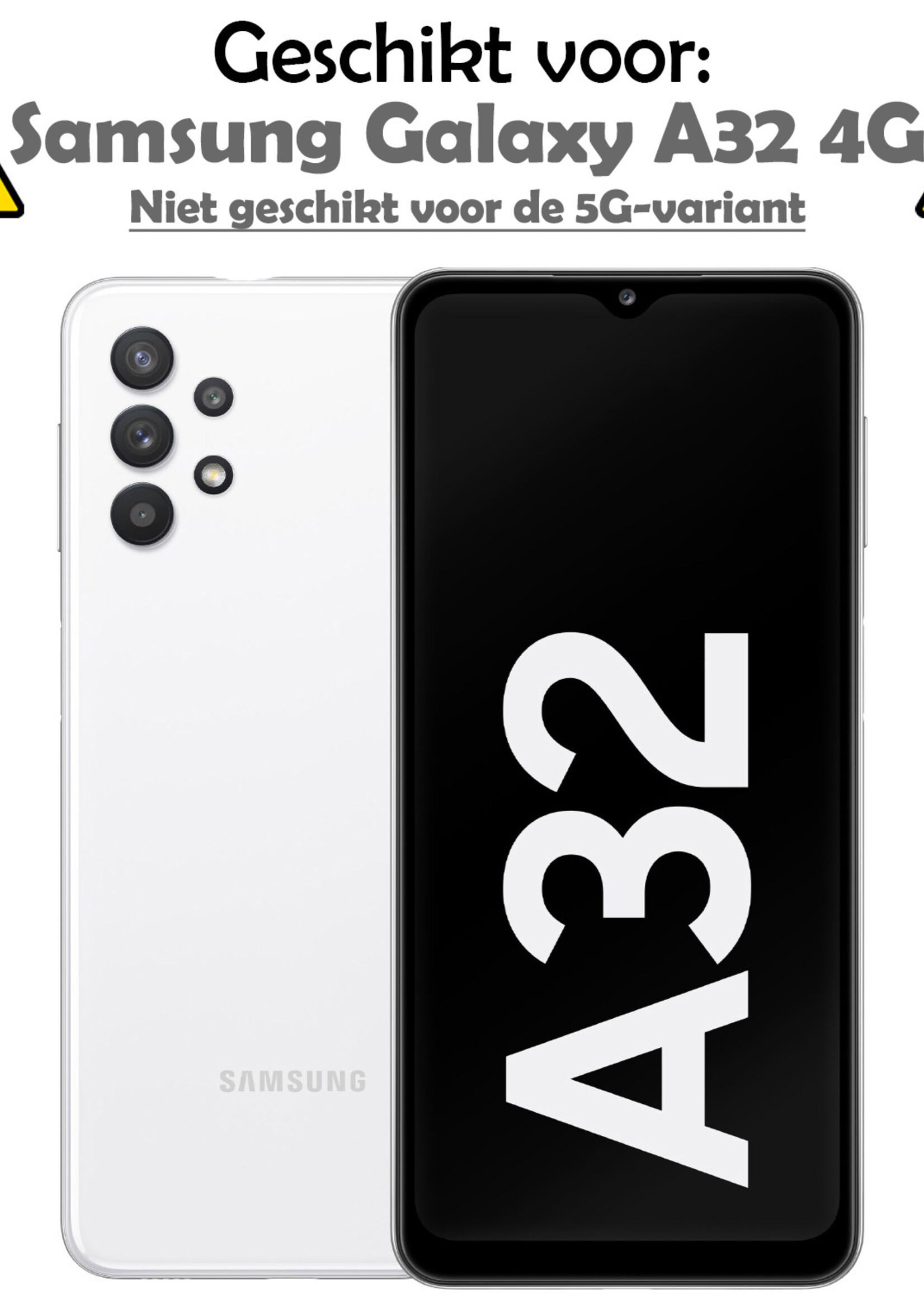 LUQ Hoesje Geschikt voor Samsung A32 4G Hoesje Case Pashouder Cover Siliconen Met Screenprotector - Hoes Geschikt voor Samsung Galaxy A32 4G Hoesje Met Kaarthouder- Transparant