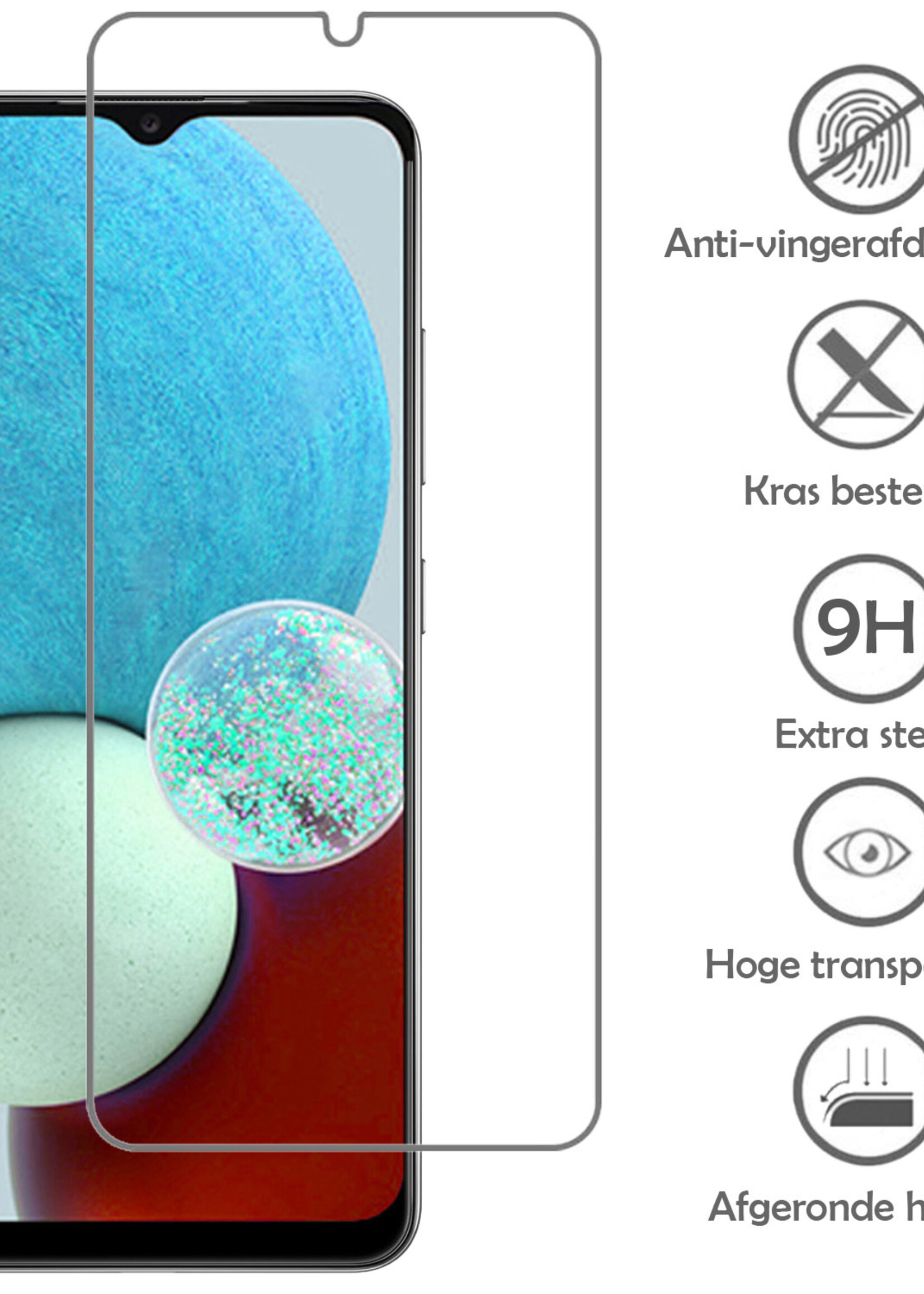 LUQ Hoesje Geschikt voor Samsung A32 4G Hoesje Case Pashouder Cover Siliconen Met Screenprotector - Hoes Geschikt voor Samsung Galaxy A32 4G Hoesje Met Kaarthouder- Transparant