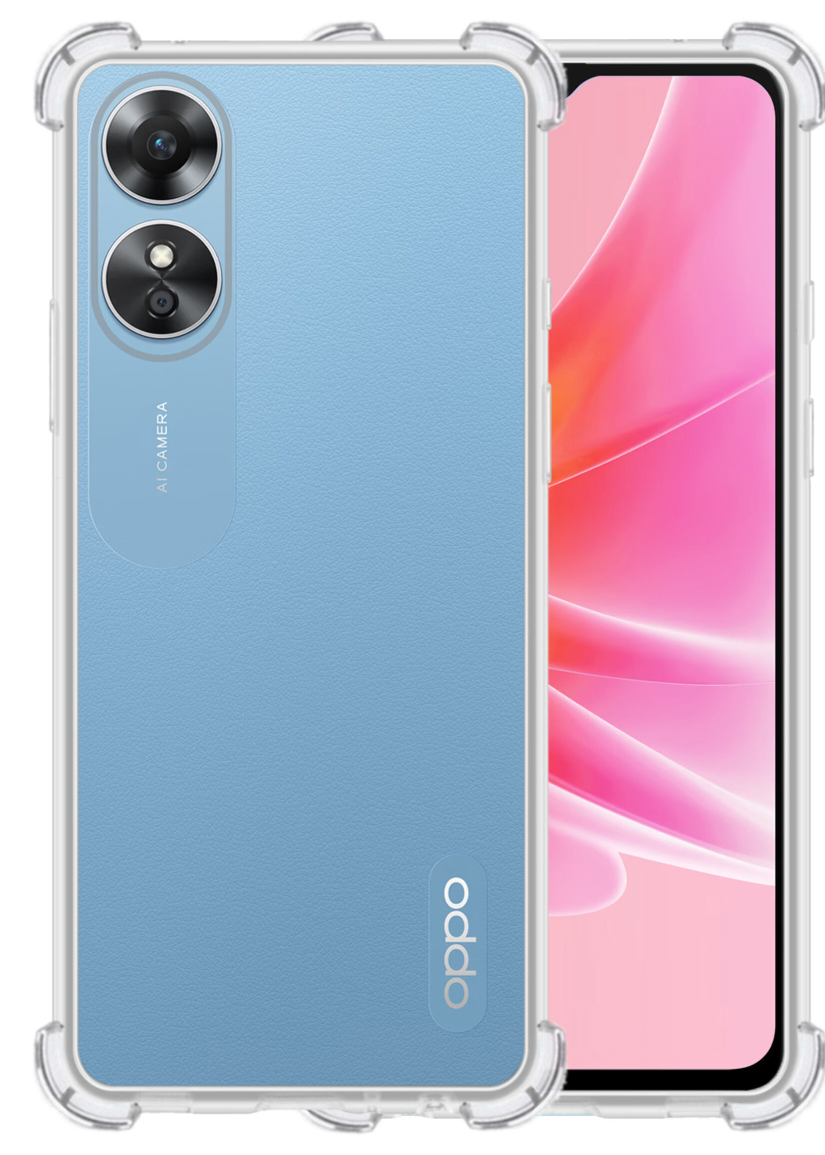 LUQ Hoesje Geschikt voor OPPO A17 Hoesje Shockproof Case Siliconen - Hoes Geschikt voor OPPO A17 Hoes Cover Siliconen - Transparant