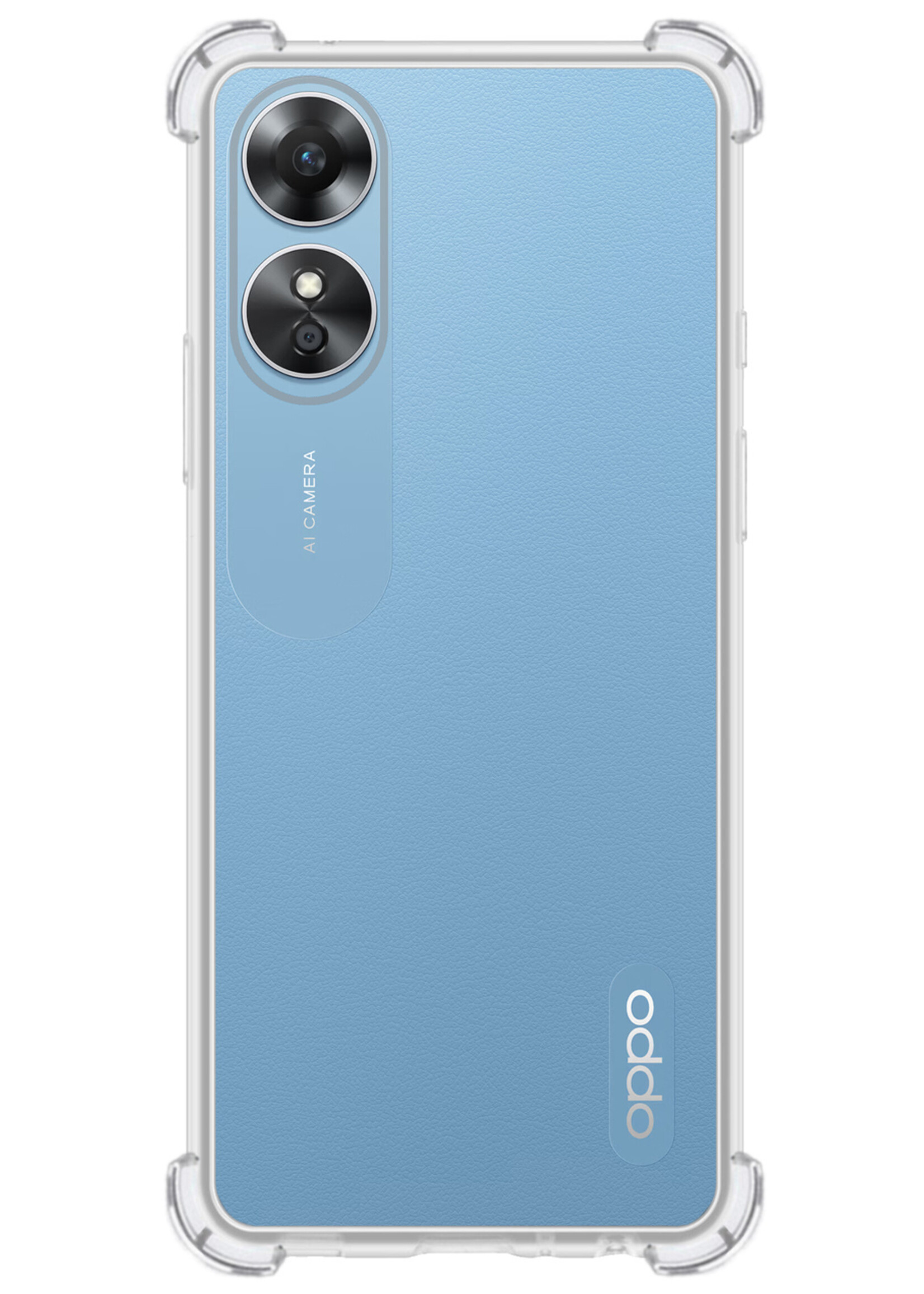 LUQ Hoesje Geschikt voor OPPO A17 Hoesje Shockproof Case Siliconen - Hoes Geschikt voor OPPO A17 Hoes Cover Siliconen - Transparant - 2 Stuks