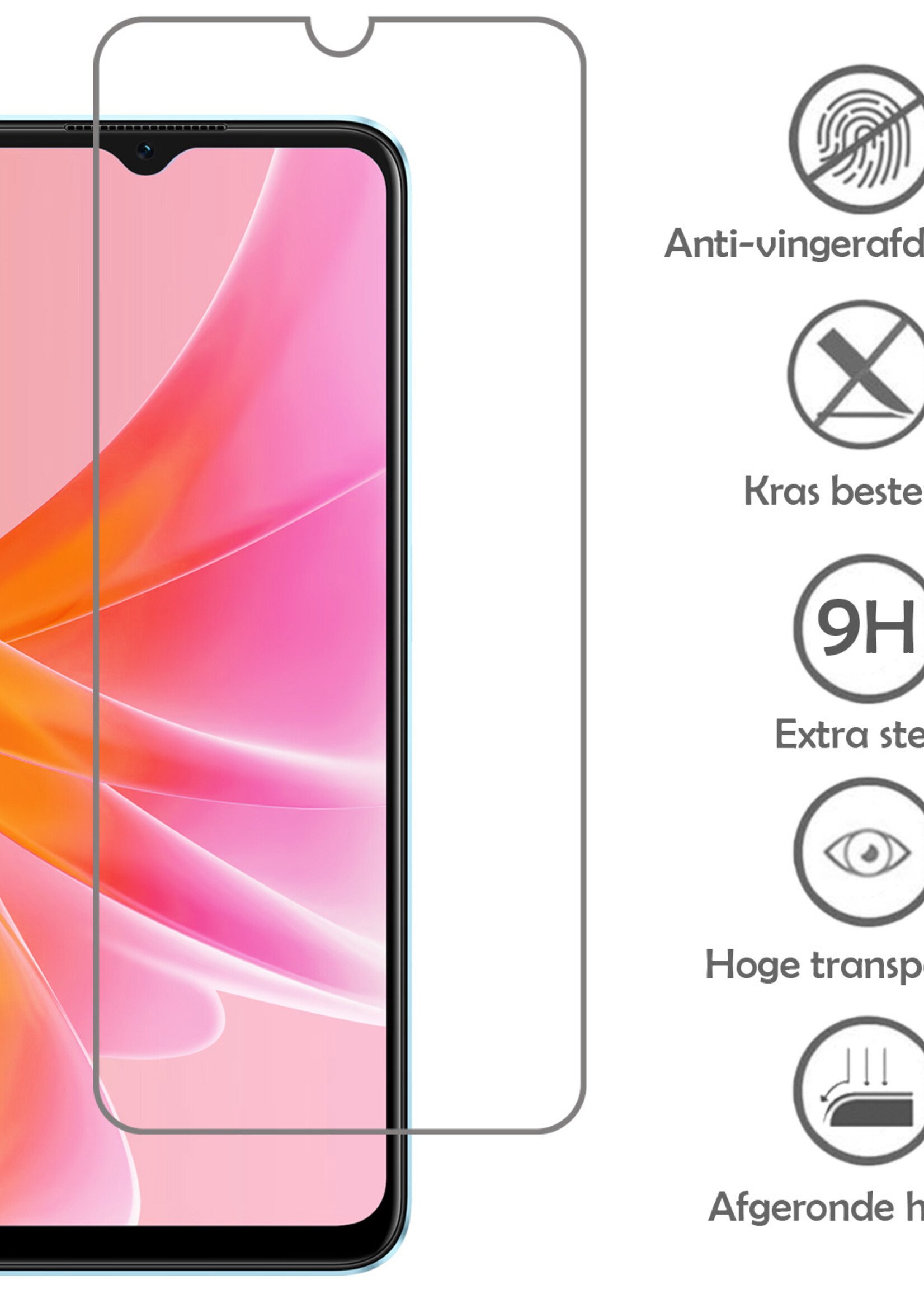 LUQ Screenprotector Geschikt voor OPPO A17 Screenprotector Beschermglas Gehard Glas - Screenprotector Geschikt voor OPPO A17 Screenprotector Glas