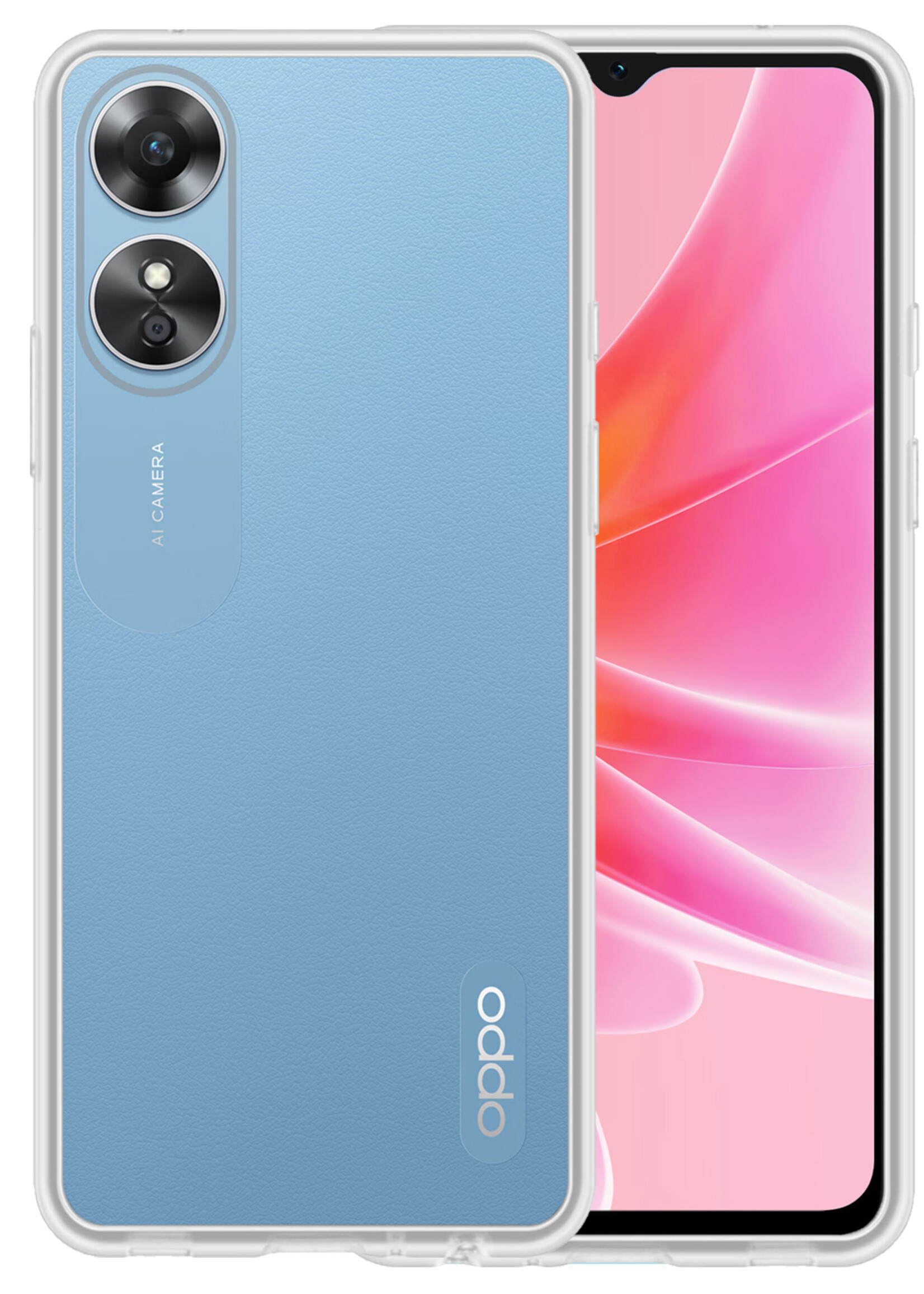 LUQ Hoesje Geschikt voor OPPO A17 Hoesje Siliconen Case - Hoes Geschikt voor OPPO A17 Hoes Siliconen - Transparant