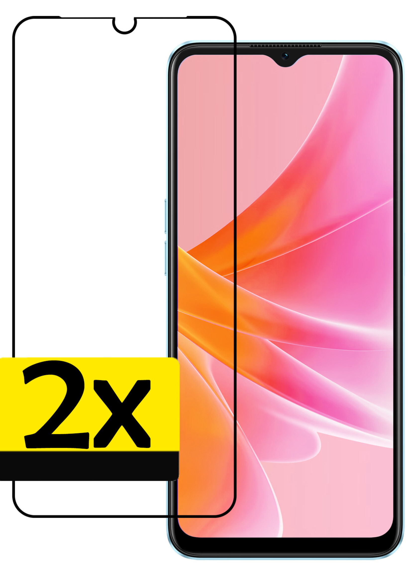 LUQ Screenprotector Geschikt voor OPPO A17 Screenprotector Glas Full Cover - Screenprotector Geschikt voor OPPO A17 Screenprotector Full Cover - 2 Stuks