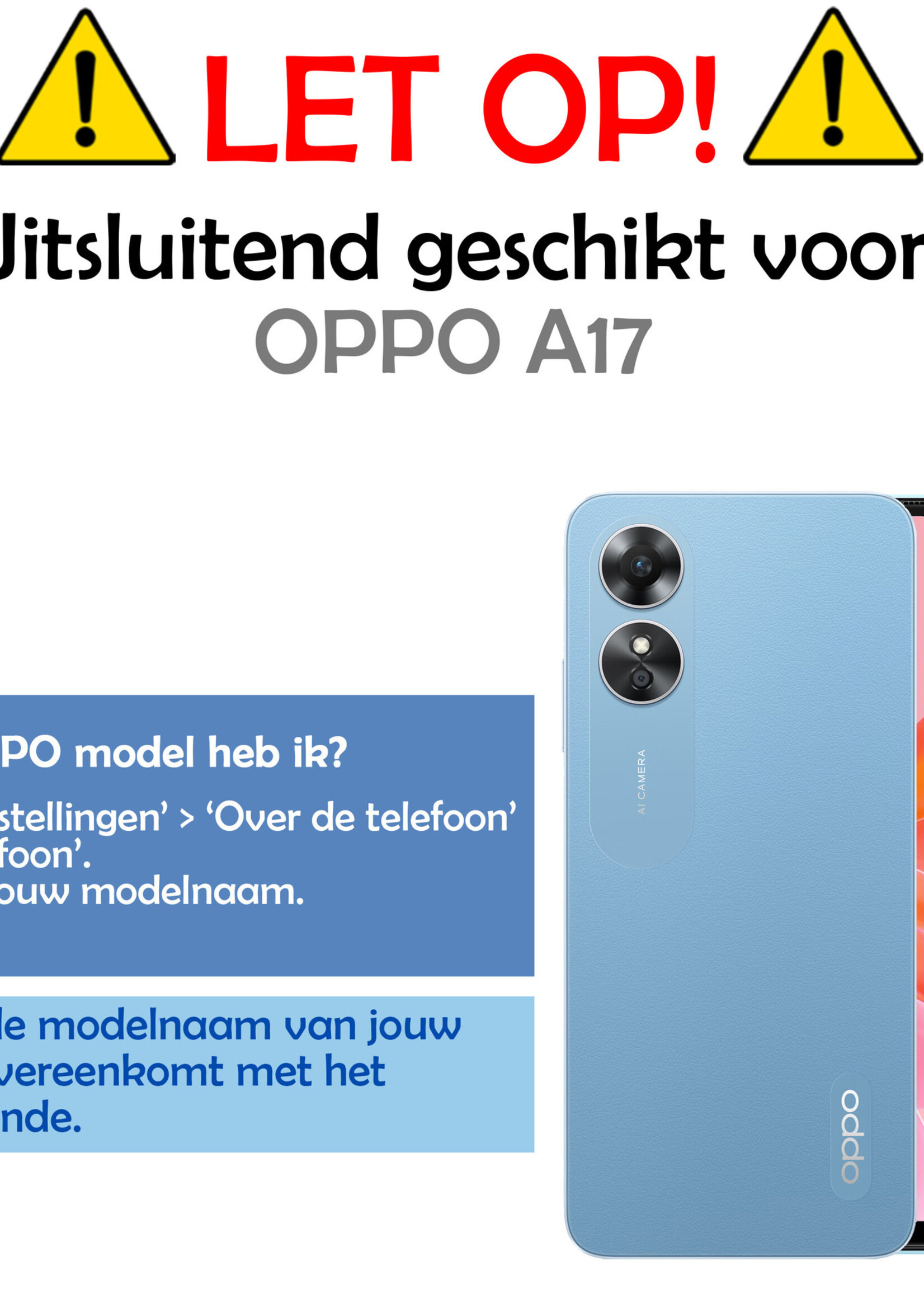 LUQ Screenprotector Geschikt voor OPPO A17 Screenprotector Glas Full Cover - Screenprotector Geschikt voor OPPO A17 Screenprotector Full Cover - 2 Stuks