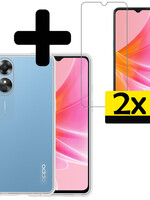 LUQ LUQ OPPO A17 Hoesje Siliconen Met 2x Screenprotector - Transparant