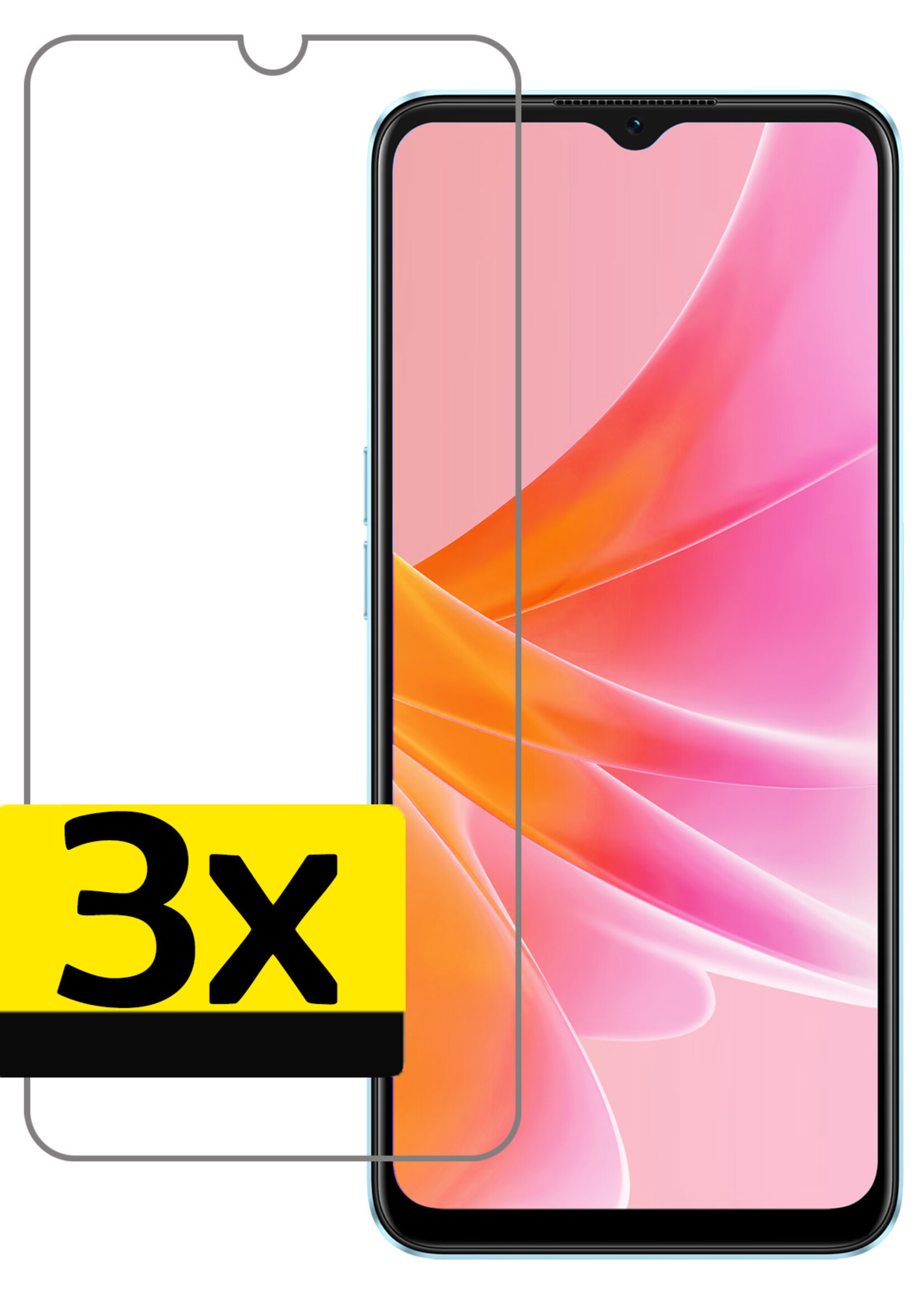 LUQ Screenprotector Geschikt voor OPPO A57 Screenprotector Beschermglas Gehard Glas - Screenprotector Geschikt voor OPPO A57 Screenprotector Glas - 3 Stuks