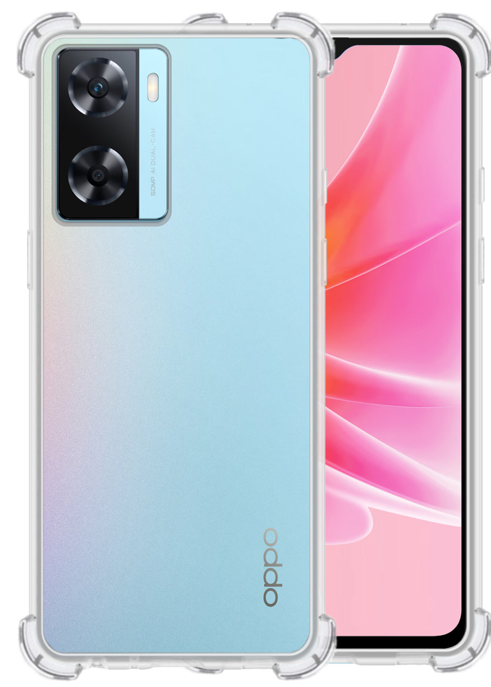 LUQ Hoesje Geschikt voor OPPO A57s Hoesje Shockproof Case Siliconen - Hoes Geschikt voor OPPO A57s Hoes Cover Siliconen - Transparant