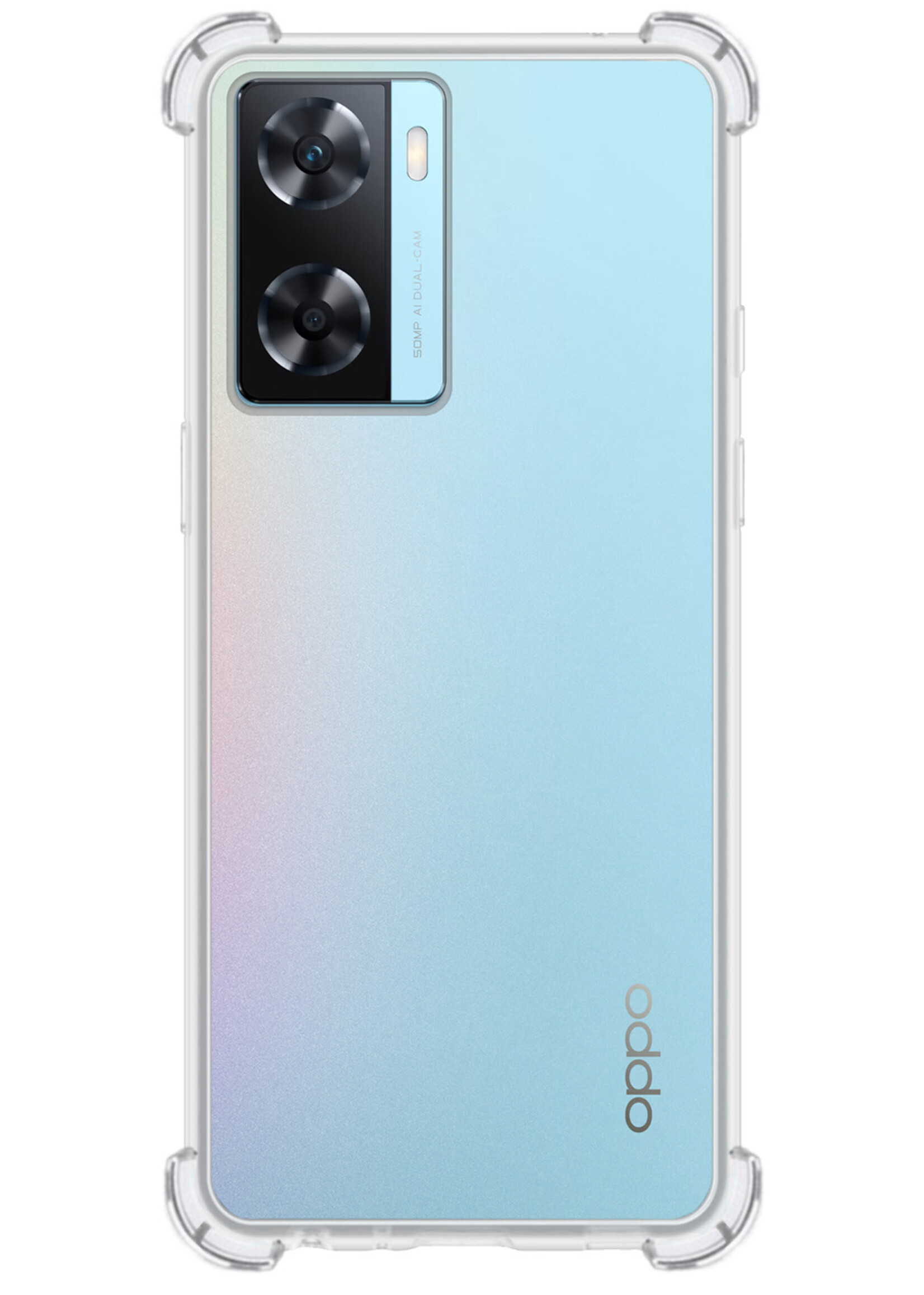 LUQ Hoesje Geschikt voor OPPO A57s Hoesje Shockproof Case Siliconen Met 2x Screenprotector - Hoes Geschikt voor OPPO A57s Hoes Cover Siliconen - Transparant