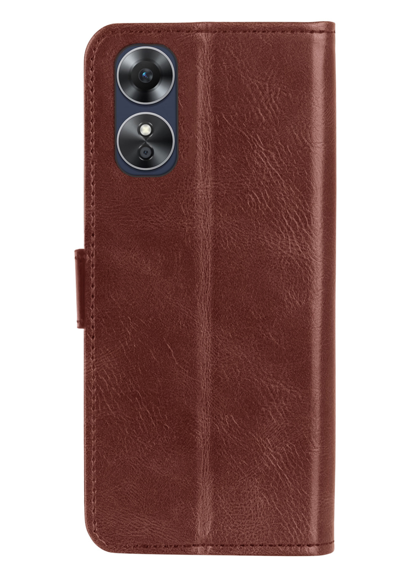 LUQ Hoesje Geschikt voor OPPO A17 Hoesje Book Case Hoes Wallet Cover - Hoes Geschikt voor OPPO A17 Hoesje Bookcase Hoes - Bruin