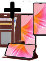 LUQ LUQ OPPO A17 Hoesje Bookcase Bruin Met Screenprotector