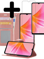 LUQ LUQ OPPO A17 Hoesje Bookcase Rose Goud Met Screenprotector