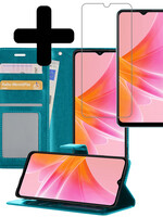 LUQ LUQ OPPO A17 Hoesje Bookcase Turquoise Met Screenprotector