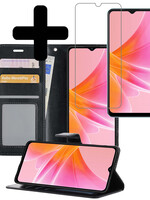 LUQ LUQ OPPO A17 Hoesje Bookcase Zwart Met Screenprotector