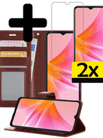 LUQ LUQ OPPO A17 Hoesje Bookcase Bruin Met 2x Screenprotector