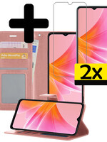 LUQ LUQ OPPO A17 Hoesje Bookcase Rose Goud Met 2x Screenprotector