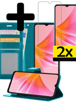 LUQ LUQ OPPO A17 Hoesje Bookcase Turquoise Met 2x Screenprotector