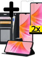 LUQ LUQ OPPO A17 Hoesje Bookcase Zwart Met 2x Screenprotector