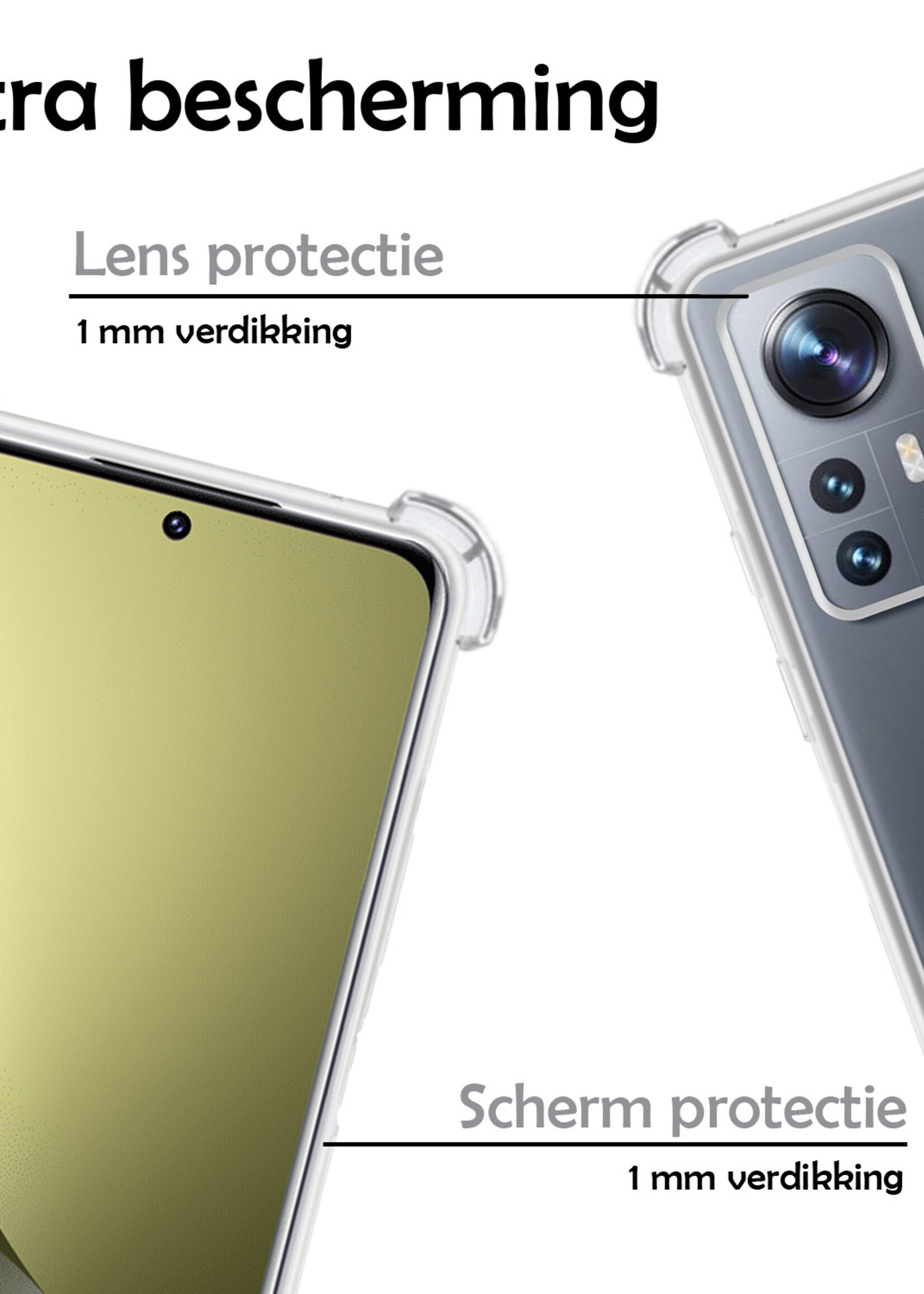 LUQ Hoesje Geschikt voor Xiaomi 12 Hoesje Shockproof Case Siliconen Met 2x Screenprotector - Hoes Geschikt voor Xiaomi 12 Hoes Cover Siliconen - Transparant