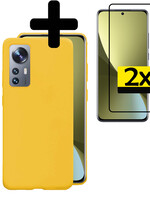 LUQ LUQ Xiaomi 12 Hoesje Siliconen Met 2x Screenprotector - Geel