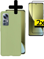 LUQ LUQ Xiaomi 12 Hoesje Siliconen Met 2x Screenprotector - Groen