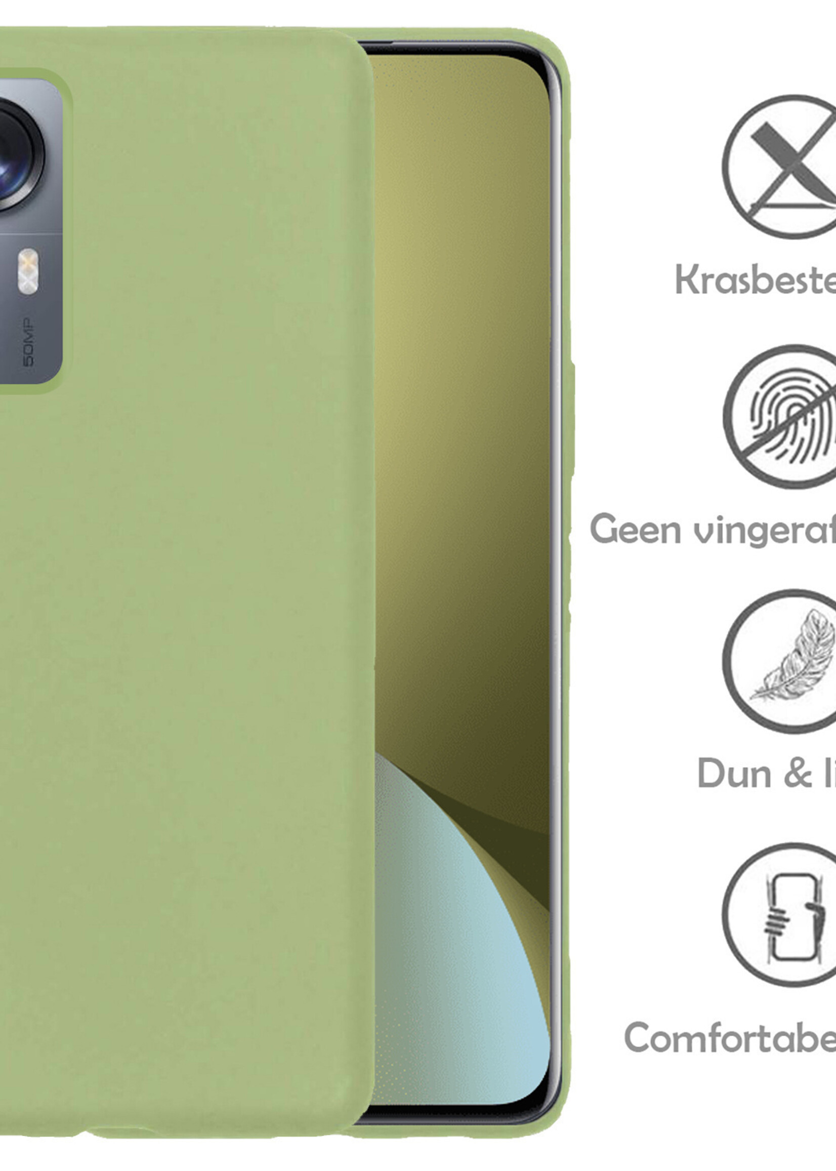 LUQ Hoesje Geschikt voor Xiaomi 12 Hoesje Siliconen Case Met 2x Screenprotector - Hoes Geschikt voor Xiaomi 12 Hoes Siliconen - Groen