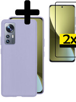 LUQ LUQ Xiaomi 12 Hoesje Siliconen Met 2x Screenprotector - Lila