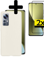 LUQ LUQ Xiaomi 12 Hoesje Siliconen Met 2x Screenprotector - Wit