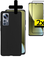 LUQ LUQ Xiaomi 12 Hoesje Siliconen Met 2x Screenprotector - Zwart