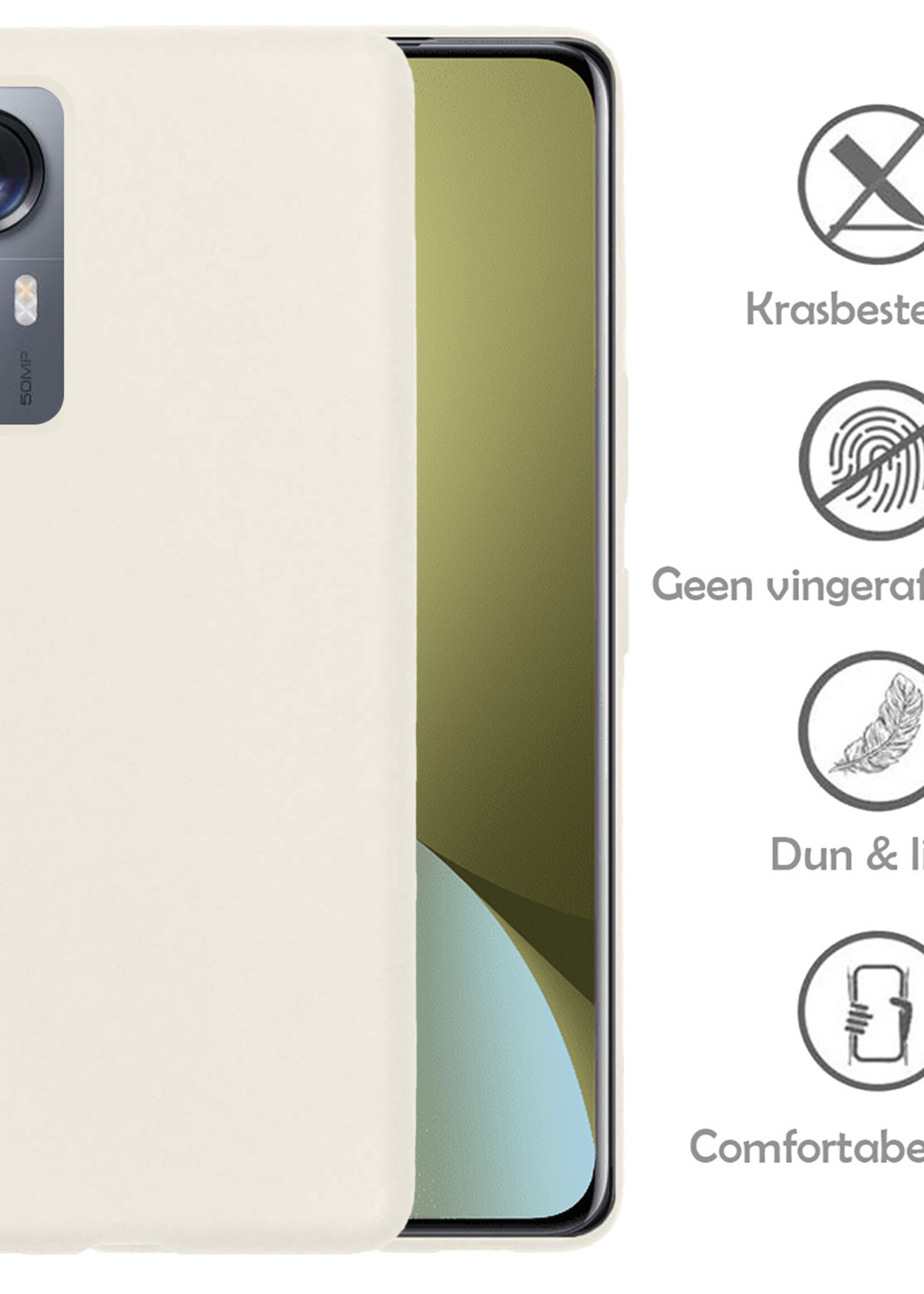 LUQ Hoesje Geschikt voor Xiaomi 12X Hoesje Siliconen Case Met Screenprotector - Hoes Geschikt voor Xiaomi 12X Hoes Siliconen - Wit