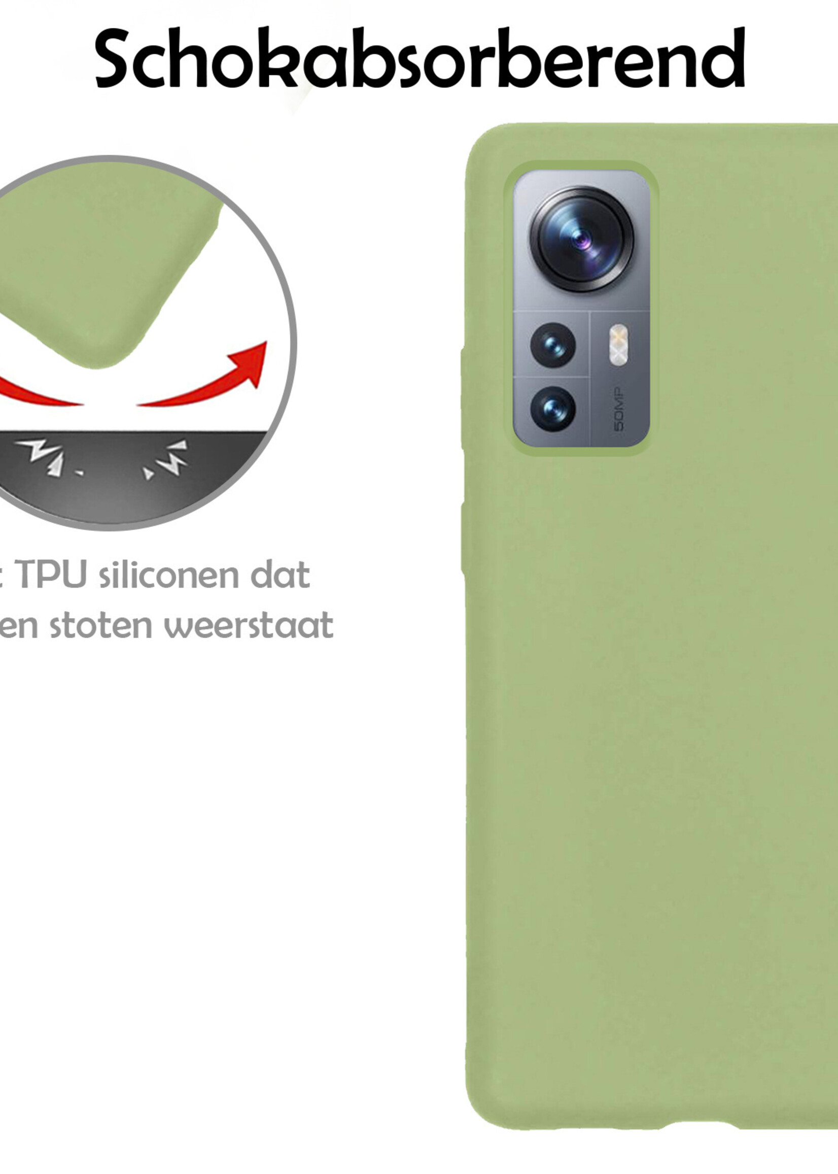 LUQ Hoesje Geschikt voor Xiaomi 12X Hoesje Siliconen Case Met 2x Screenprotector - Hoes Geschikt voor Xiaomi 12X Hoes Siliconen - Groen