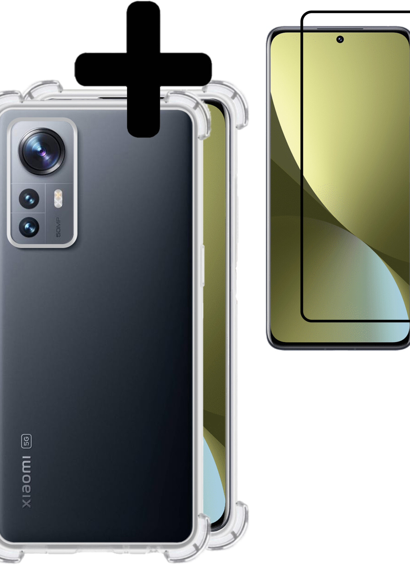 LUQ Hoesje Geschikt voor Xiaomi 12 Pro Hoesje Shockproof Case Siliconen Met Screenprotector - Hoes Geschikt voor Xiaomi 12 Pro Hoes Cover Siliconen - Transparant