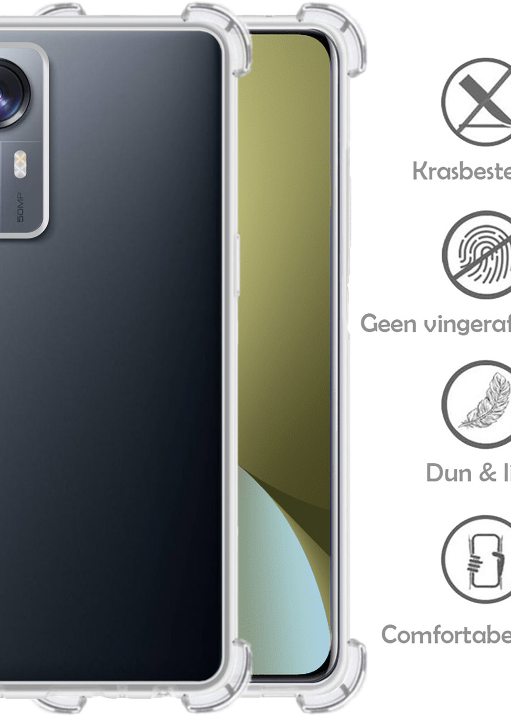 LUQ Hoesje Geschikt voor Xiaomi 12 Pro Hoesje Shockproof Case Siliconen Met Screenprotector - Hoes Geschikt voor Xiaomi 12 Pro Hoes Cover Siliconen - Transparant