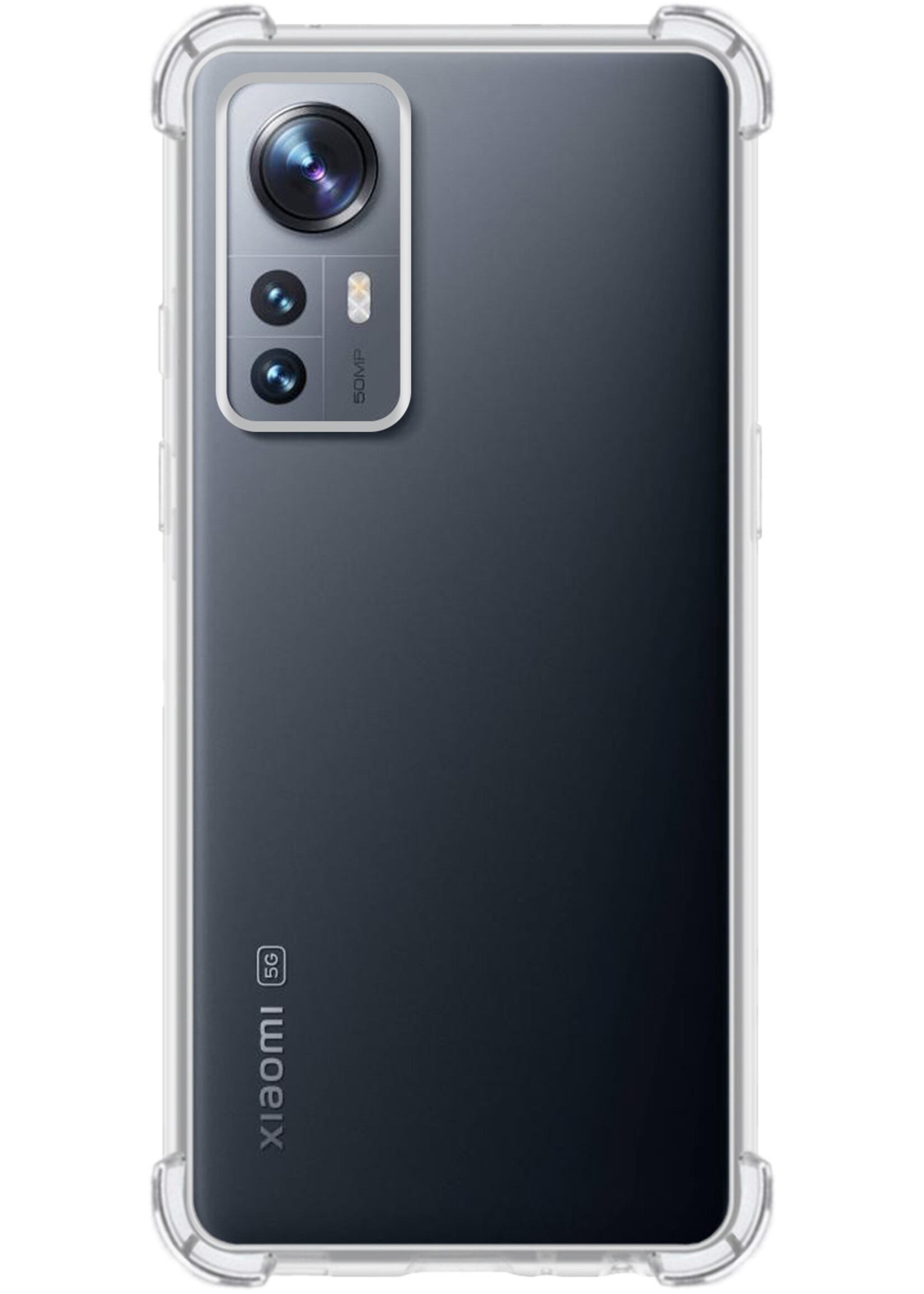 LUQ Hoesje Geschikt voor Xiaomi 12 Pro Hoesje Shockproof Case Siliconen Met Screenprotector - Hoes Geschikt voor Xiaomi 12 Pro Hoes Cover Siliconen - Transparant