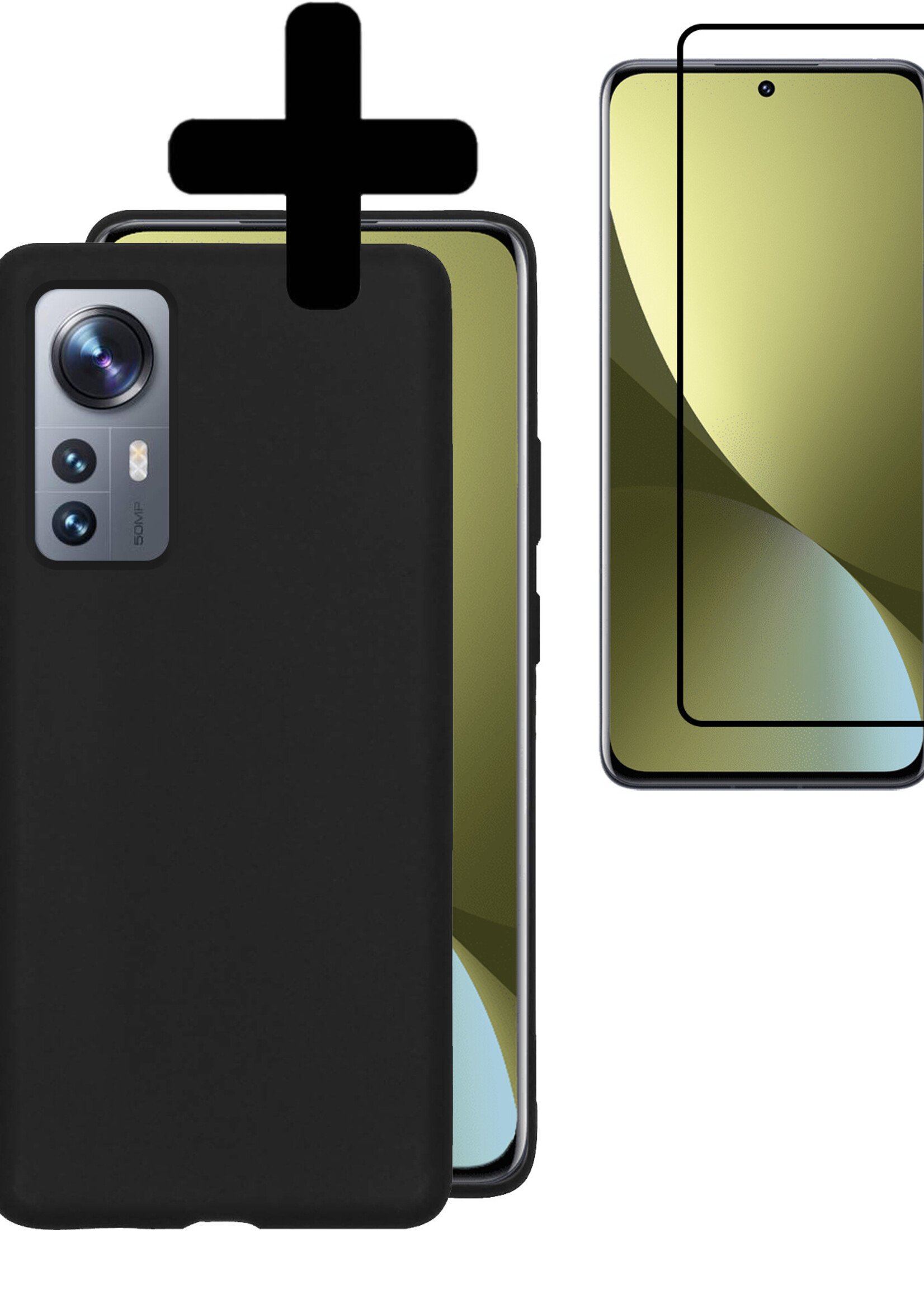 LUQ Hoesje Geschikt voor Xiaomi 12 Pro Hoesje Siliconen Case Met Screenprotector - Hoes Geschikt voor Xiaomi 12 Pro Hoes Siliconen - Zwart