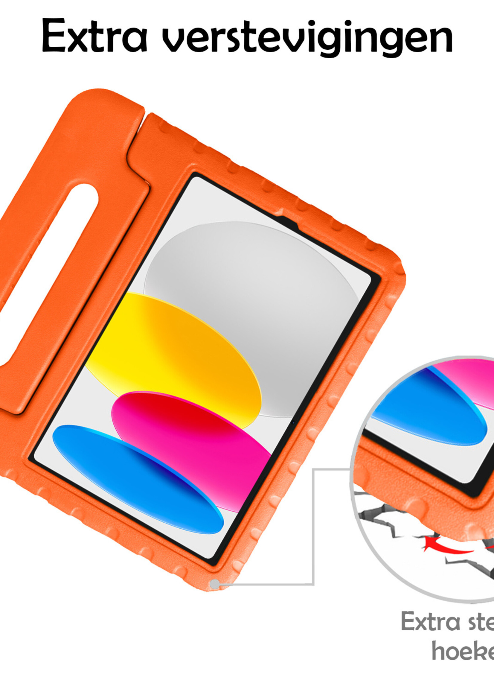 LUQ Hoes Geschikt voor iPad 2022 Hoes Kinder Hoesje Kids Case Kinderhoes Shockproof - Hoesje Geschikt voor iPad 10 Hoesje Kidscase - Oranje