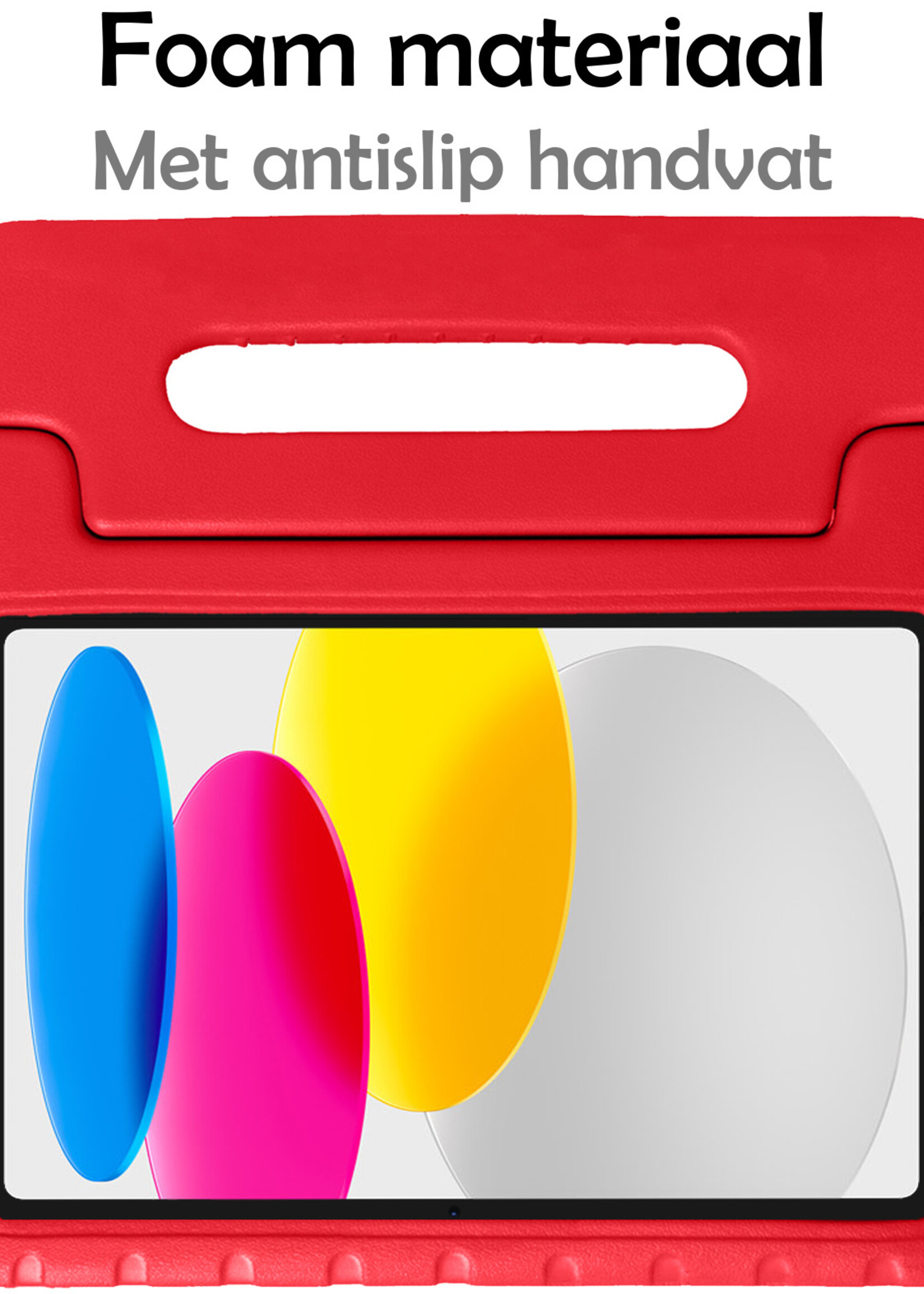 LUQ Hoes Geschikt voor iPad 2022 Hoes Kinder Hoesje Kids Case Kinderhoes Shockproof - Hoesje Geschikt voor iPad 10 Hoesje Kidscase - Rood