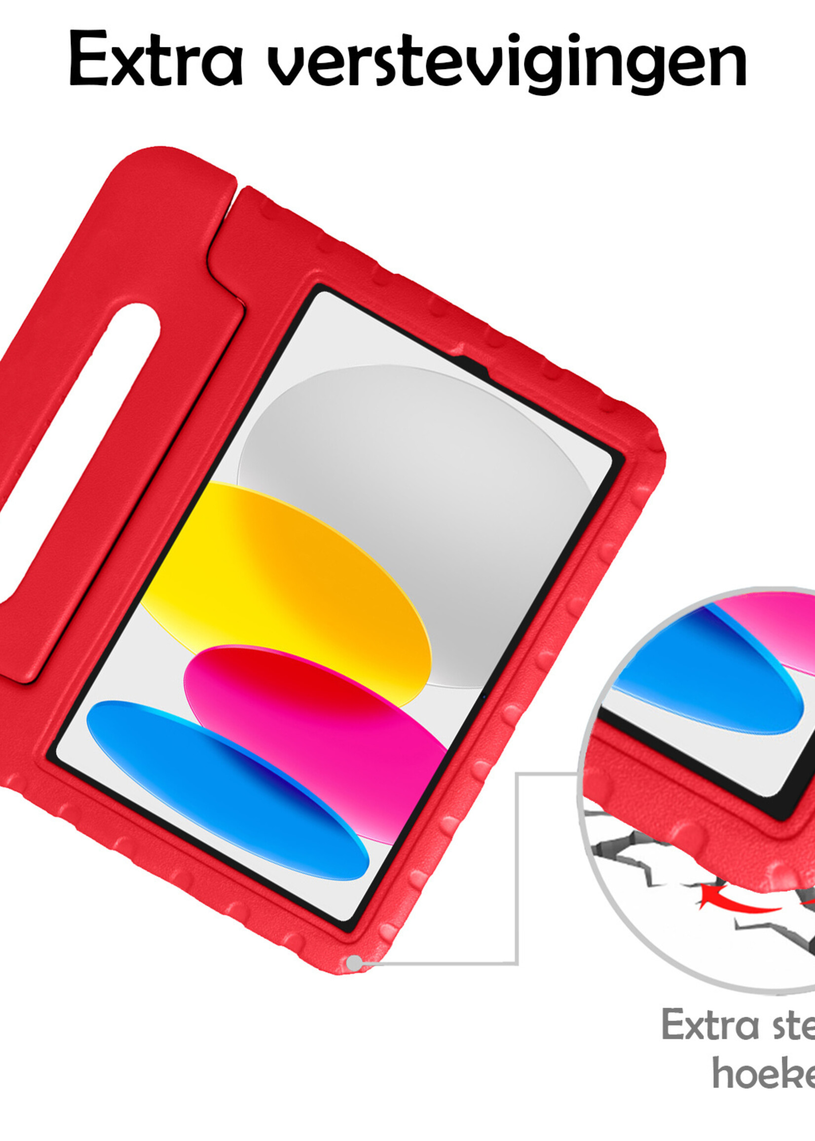 LUQ Hoes Geschikt voor iPad 2022 Hoes Kinder Hoesje Kids Case Kinderhoes Shockproof - Hoesje Geschikt voor iPad 10 Hoesje Kidscase - Rood