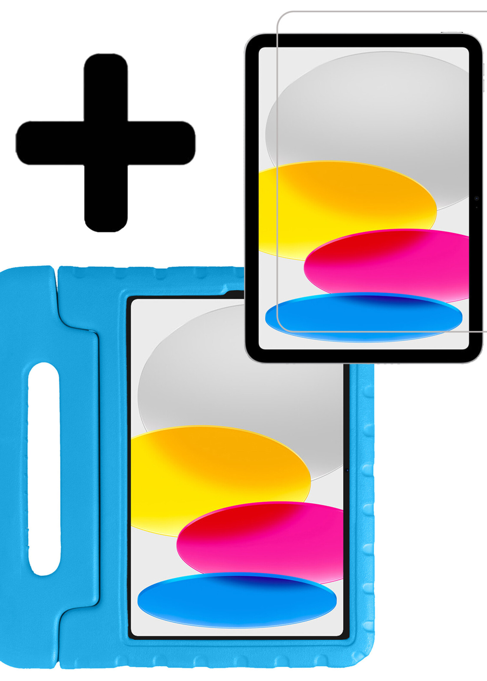 LUQ Hoes Geschikt voor iPad 2022 Hoes Kinder Hoesje Kids Case Kinderhoes Shockproof Met Screenprotector - Hoesje Geschikt voor iPad 10 Hoesje Kidscase - Blauw