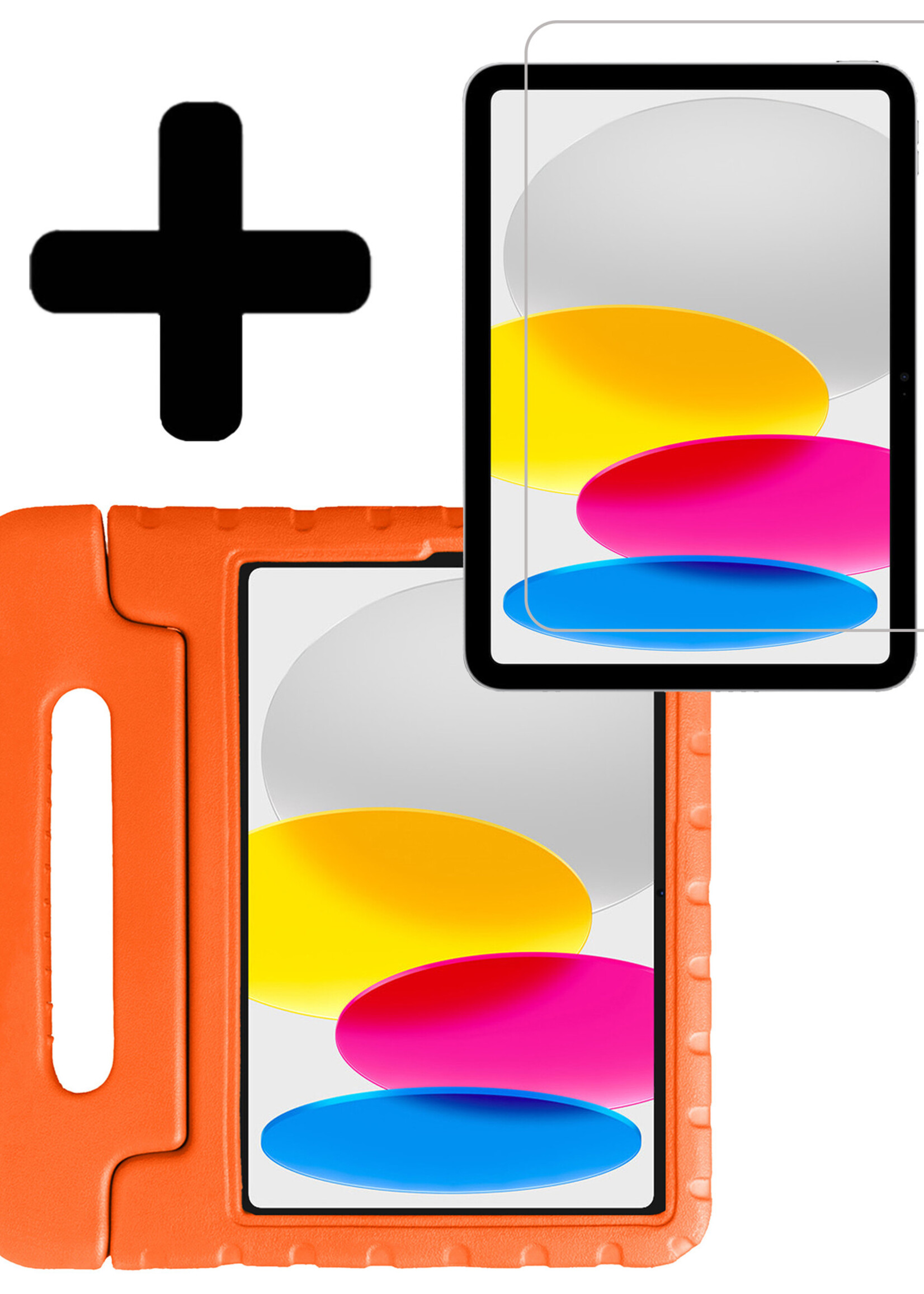 LUQ Hoes Geschikt voor iPad 2022 Hoes Kinder Hoesje Kids Case Kinderhoes Shockproof Met Screenprotector - Hoesje Geschikt voor iPad 10 Hoesje Kidscase - Oranje
