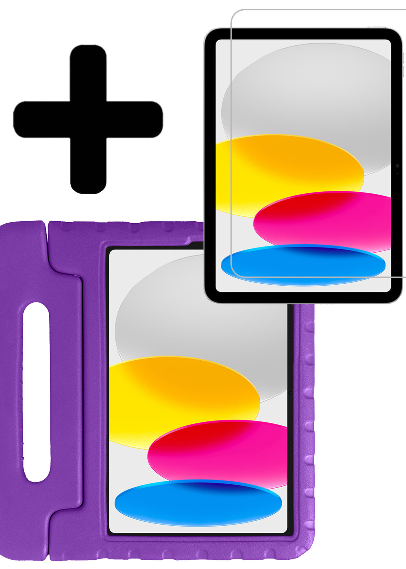 LUQ Hoes Geschikt voor iPad 2022 Hoes Kinder Hoesje Kids Case Kinderhoes Shockproof Met Screenprotector - Hoesje Geschikt voor iPad 10 Hoesje Kidscase - Paars