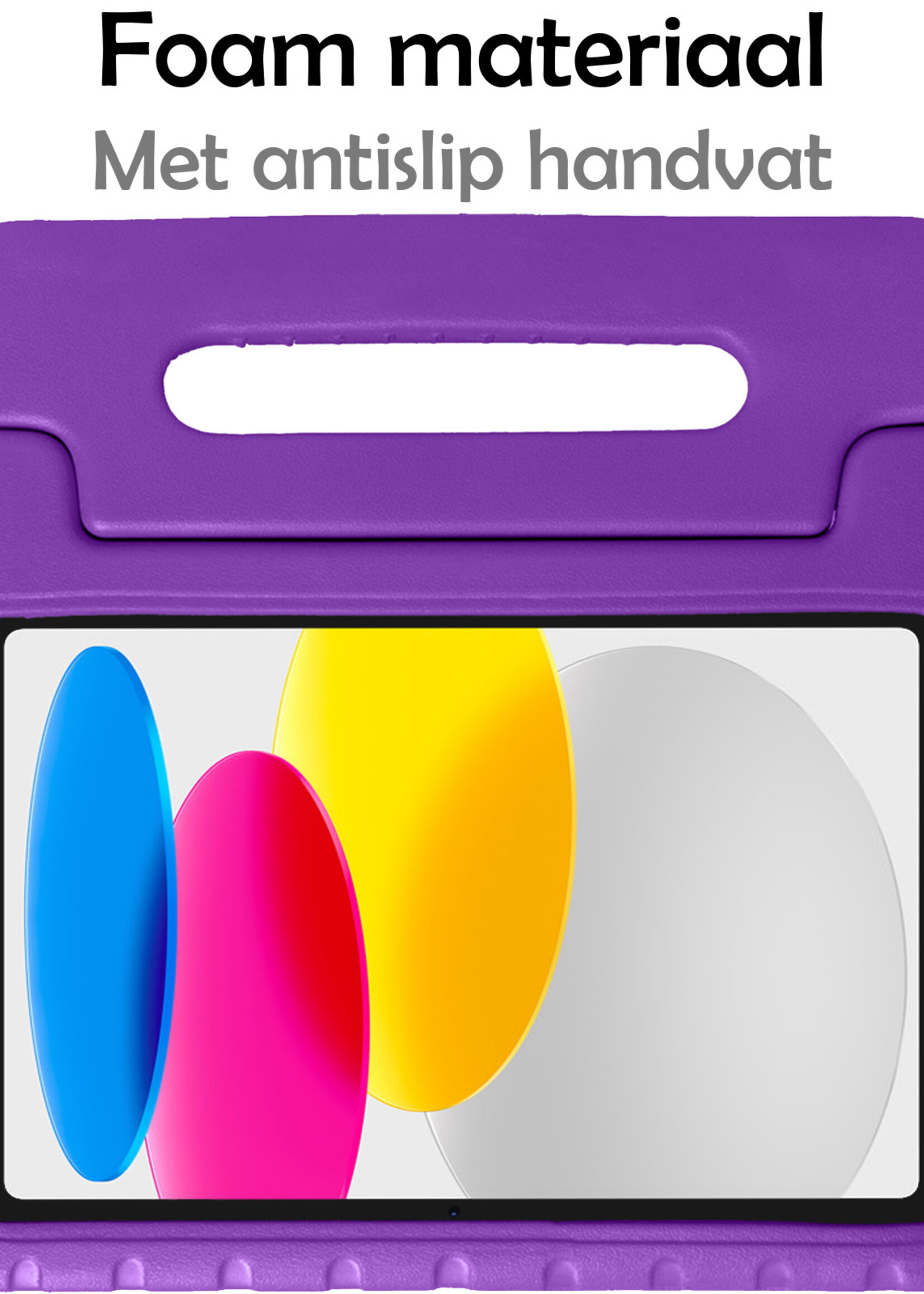 LUQ Hoes Geschikt voor iPad 2022 Hoes Kinder Hoesje Kids Case Kinderhoes Shockproof Met Screenprotector - Hoesje Geschikt voor iPad 10 Hoesje Kidscase - Paars