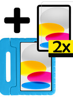 LUQ LUQ iPad 2022 Kinderhoes Met 2x Screenprotector - Blauw