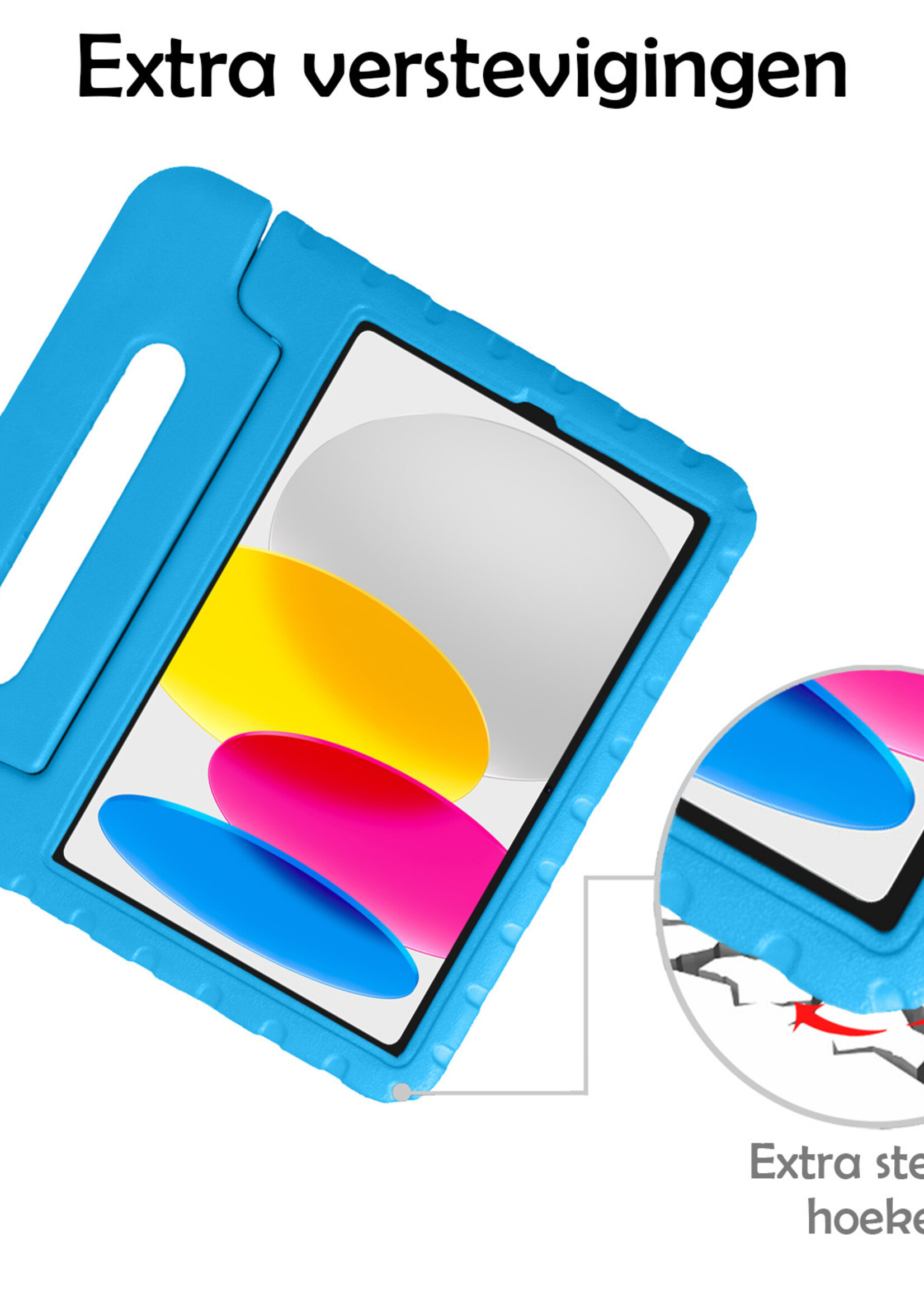 LUQ Hoes Geschikt voor iPad 2022 Hoes Kinder Hoesje Kids Case Kinderhoes Shockproof Met 2x Screenprotector - Hoesje Geschikt voor iPad 10 Hoesje Kidscase - Blauw