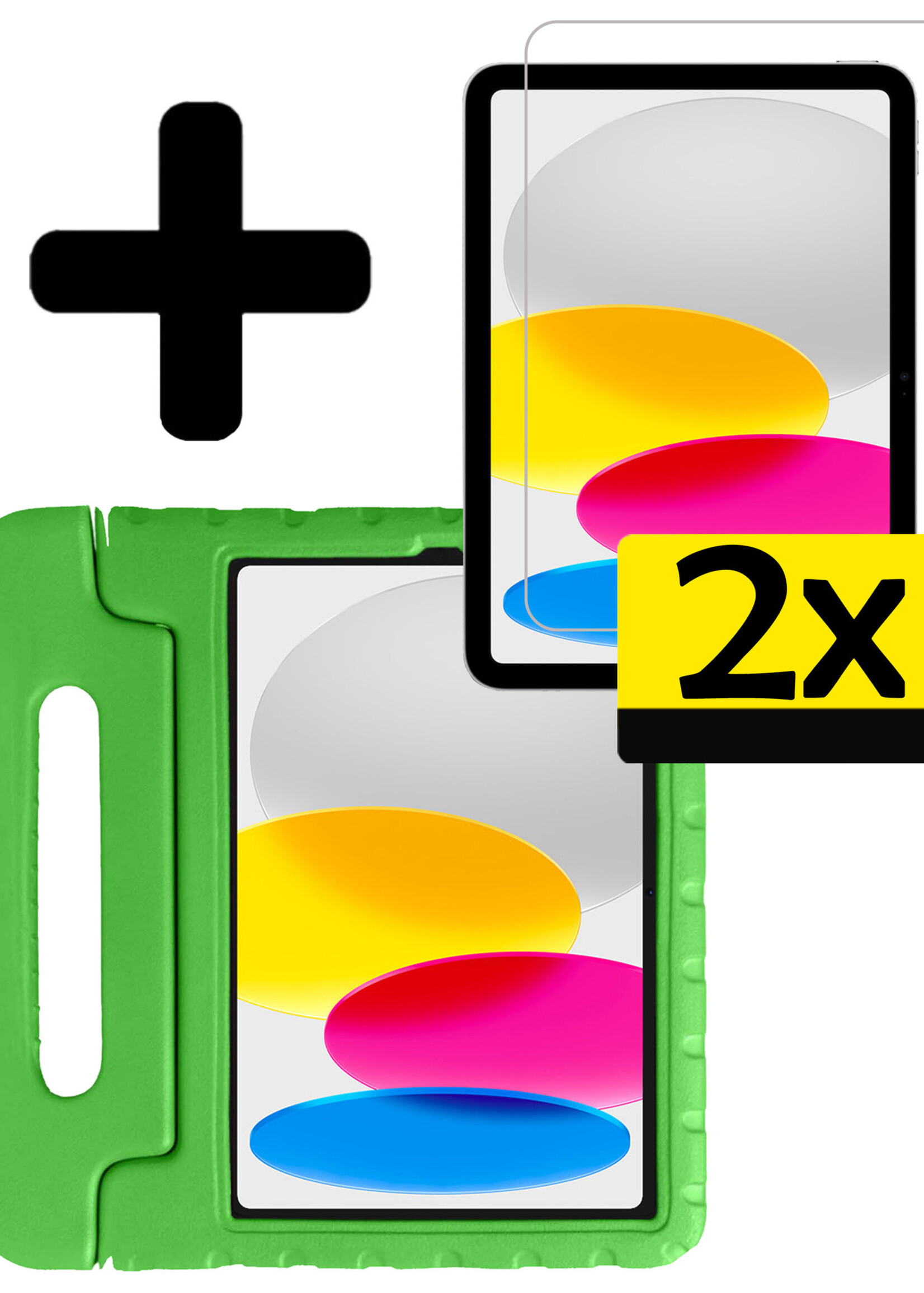 LUQ Hoes Geschikt voor iPad 2022 Hoes Kinder Hoesje Kids Case Kinderhoes Shockproof Met 2x Screenprotector - Hoesje Geschikt voor iPad 10 Hoesje Kidscase - Groen