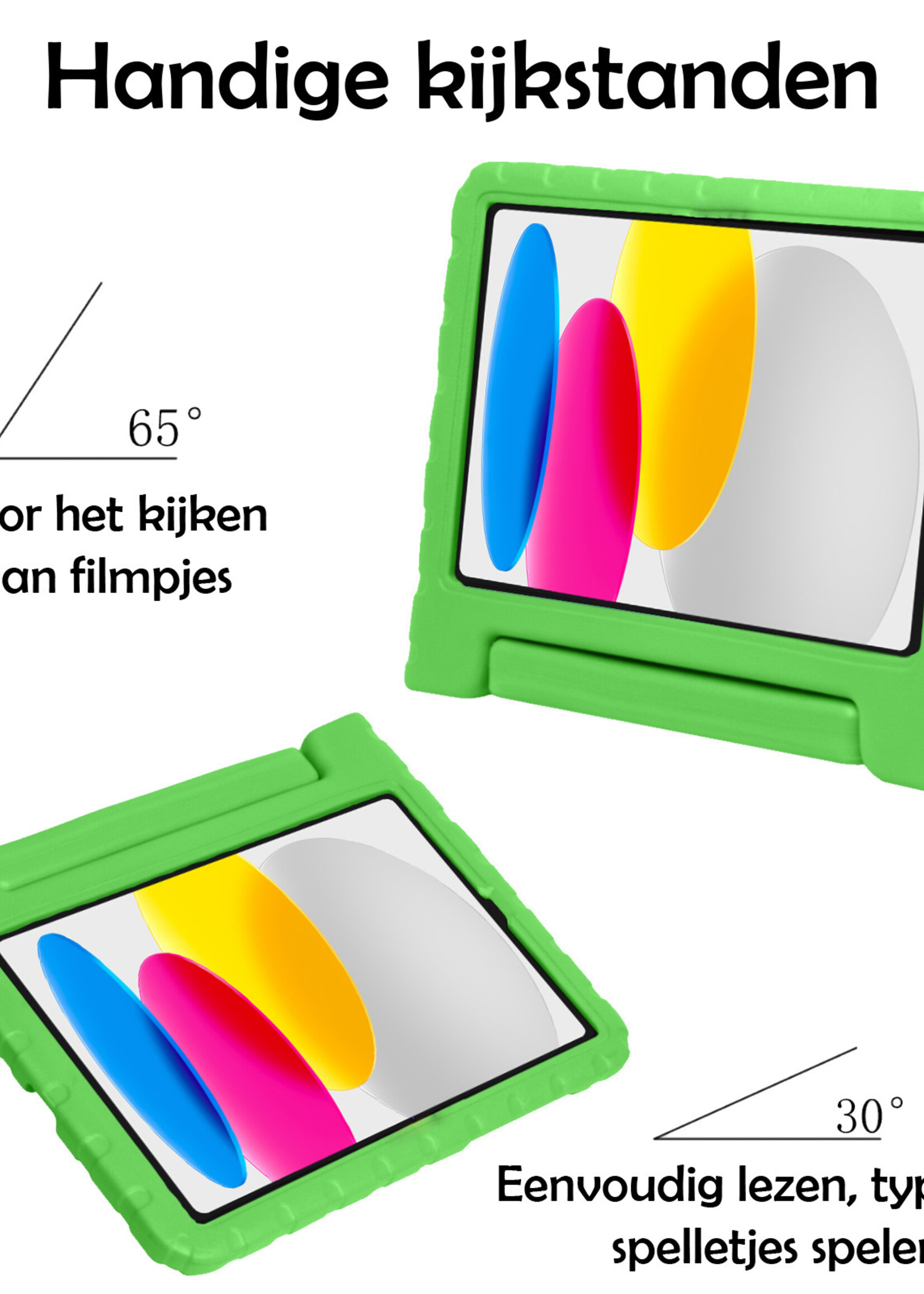 LUQ Hoes Geschikt voor iPad 2022 Hoes Kinder Hoesje Kids Case Kinderhoes Shockproof Met 2x Screenprotector - Hoesje Geschikt voor iPad 10 Hoesje Kidscase - Groen