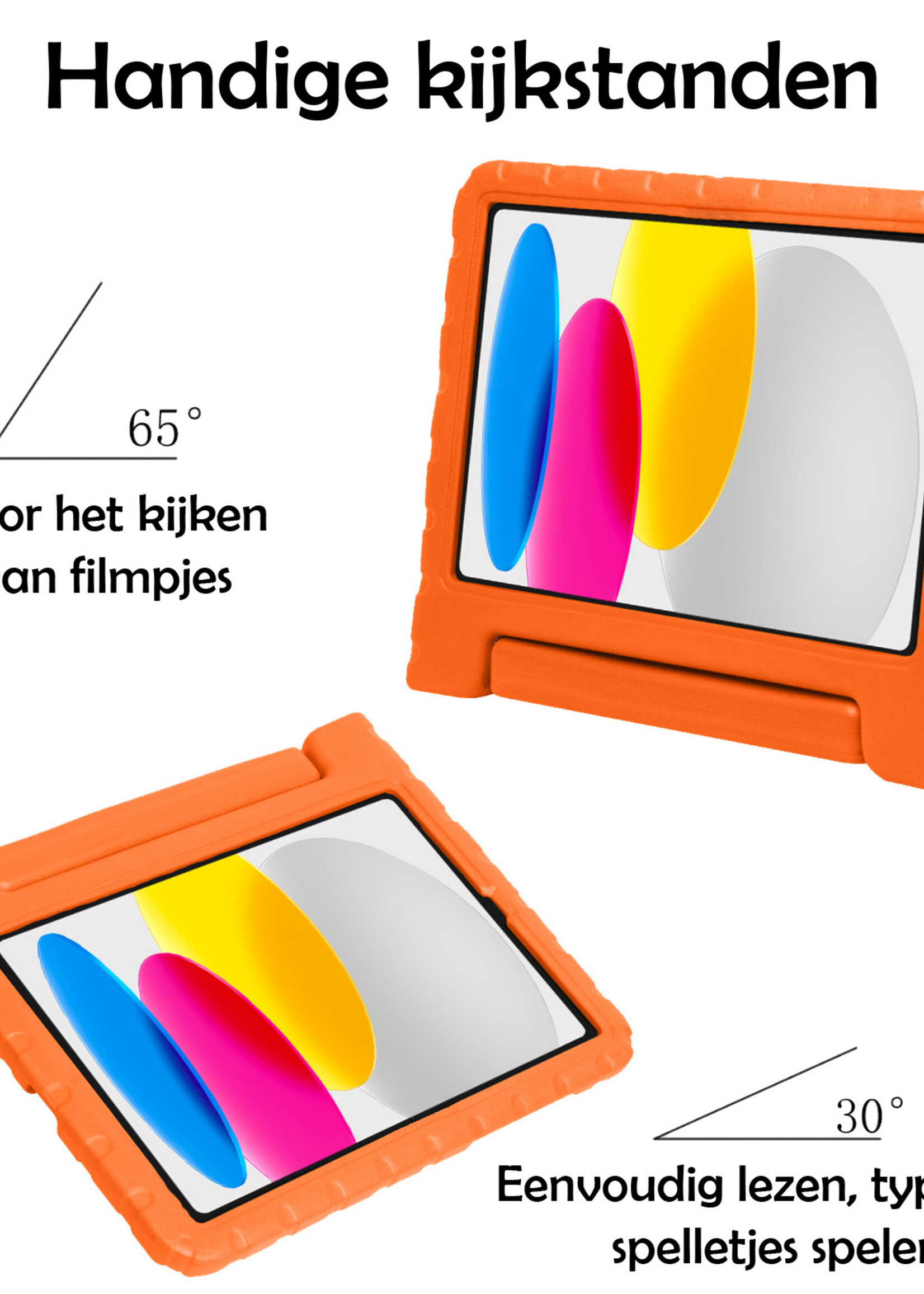 LUQ Hoes Geschikt voor iPad 2022 Hoes Kinder Hoesje Kids Case Kinderhoes Shockproof Met 2x Screenprotector - Hoesje Geschikt voor iPad 10 Hoesje Kidscase - Oranje