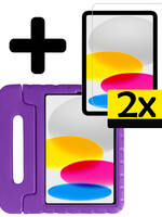 LUQ LUQ iPad 2022 Kinderhoes Met 2x Screenprotector - Paars