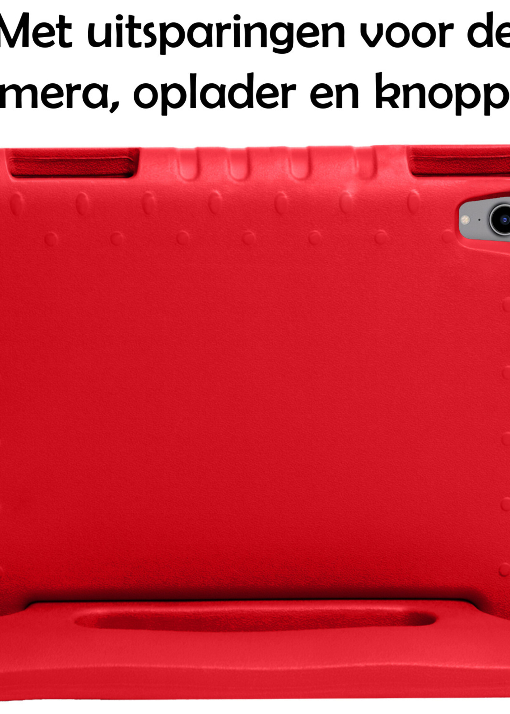 LUQ Hoes Geschikt voor iPad 2022 Hoes Kinder Hoesje Kids Case Kinderhoes Shockproof Met 2x Screenprotector - Hoesje Geschikt voor iPad 10 Hoesje Kidscase - Rood