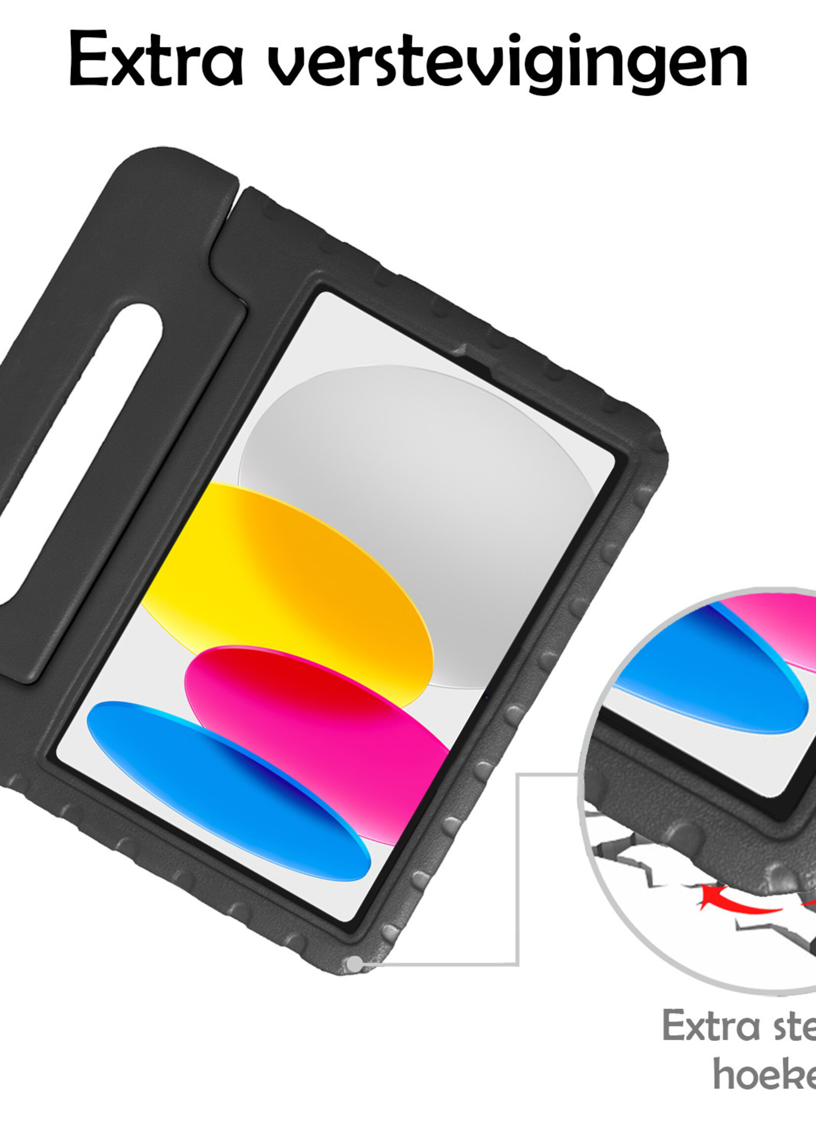 LUQ Hoes Geschikt voor iPad 2022 Hoes Kinder Hoesje Kids Case Kinderhoes Shockproof Met 2x Screenprotector - Hoesje Geschikt voor iPad 10 Hoesje Kidscase - Zwart