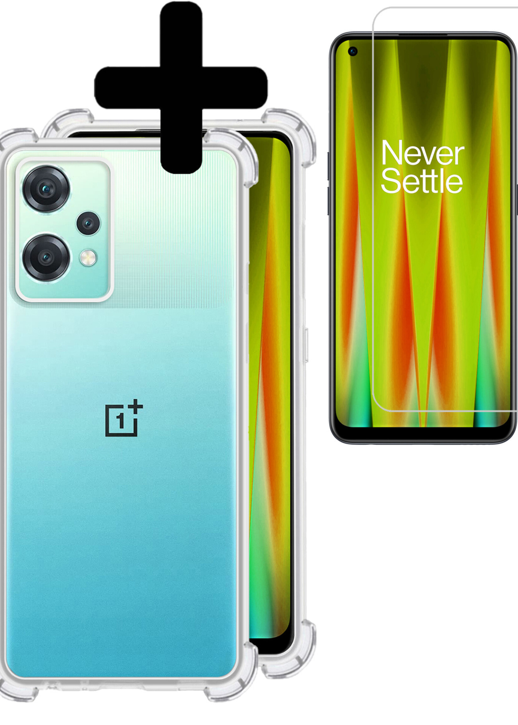 LUQ Hoesje Geschikt voor OnePlus Nord CE 2 Lite Hoesje Shockproof Case Siliconen Met Screenprotector - Hoes Geschikt voor OnePlus Nord CE 2 Lite Hoes Cover Siliconen - Transparant
